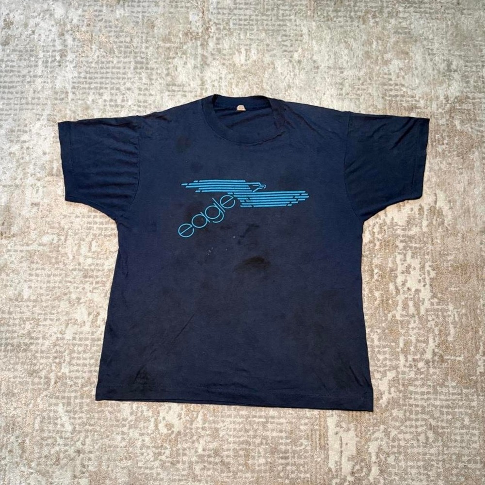 Vintage 80s Eagle Transfer Moving Company Blue Single Stitch Graphic T-Shirt